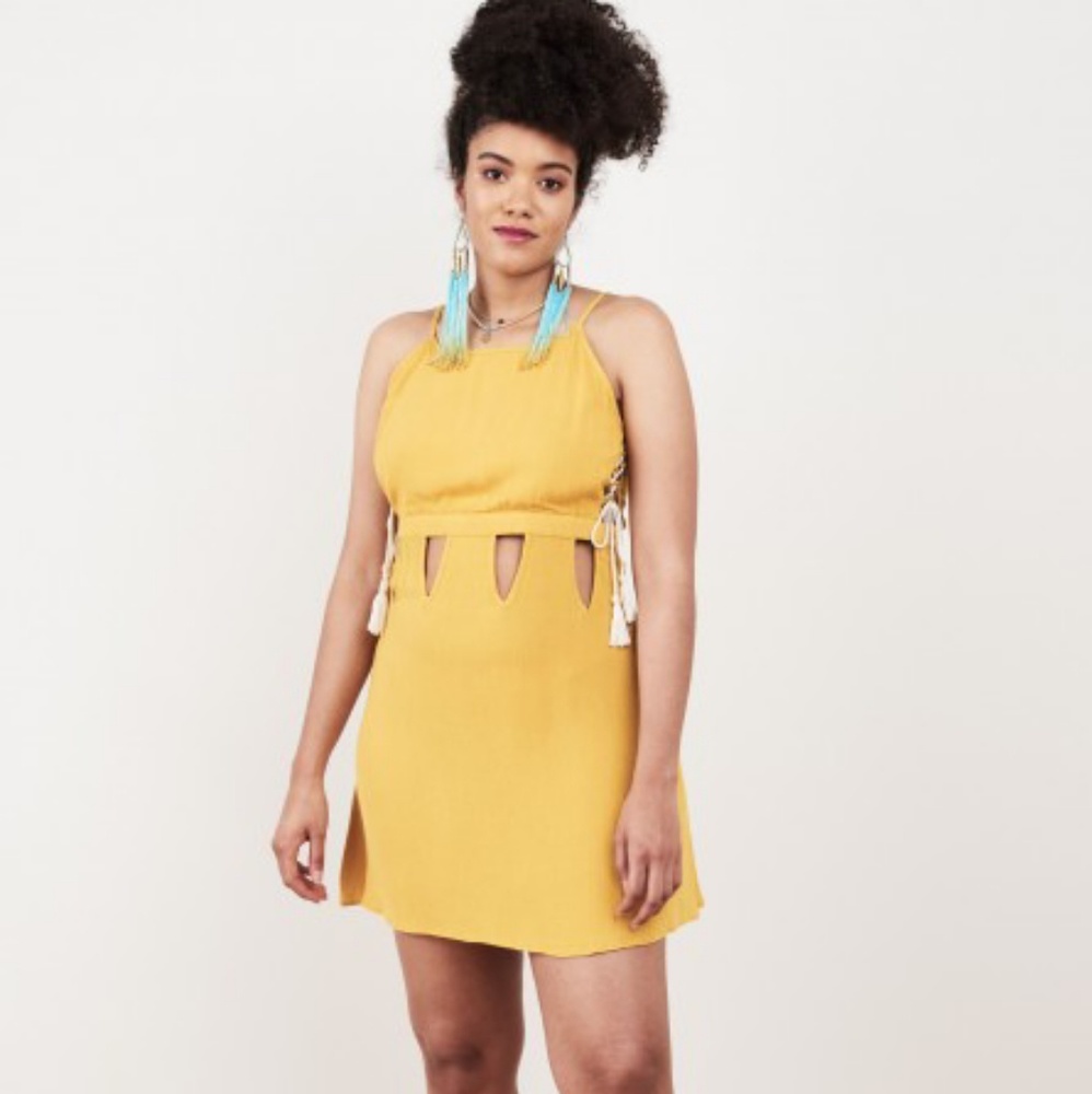 Earthbound Yellow cut out dress